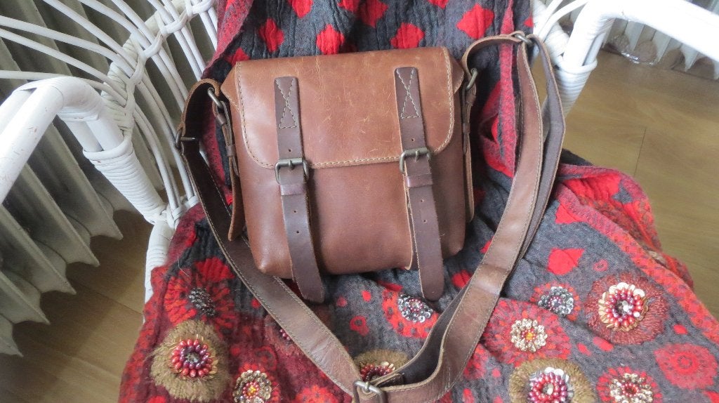 Aunts & Uncles, leren schouder tas, hazelnut brown, Overige merken, Gebruikt, Bruin, Verzenden