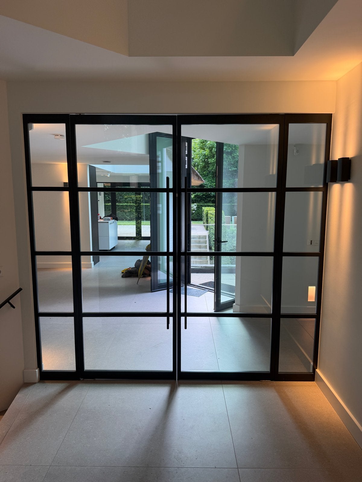 Moderne Zwarte Stalen Deuren met Glas, Ophalen, 80 tot 100 cm, Binnendeur, 200 tot 215 cm