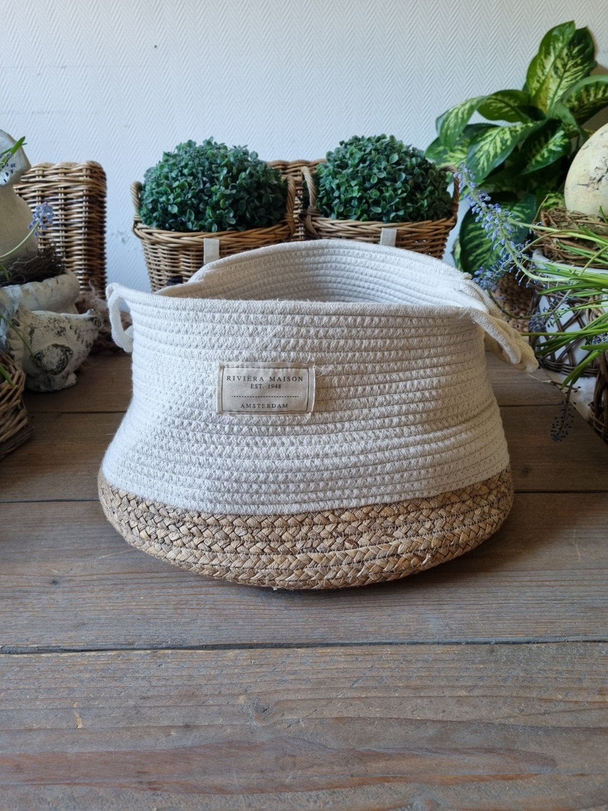 Riviera maison grote mand, Ophalen of Verzenden, Zo goed als nieuw, Rond, Riet