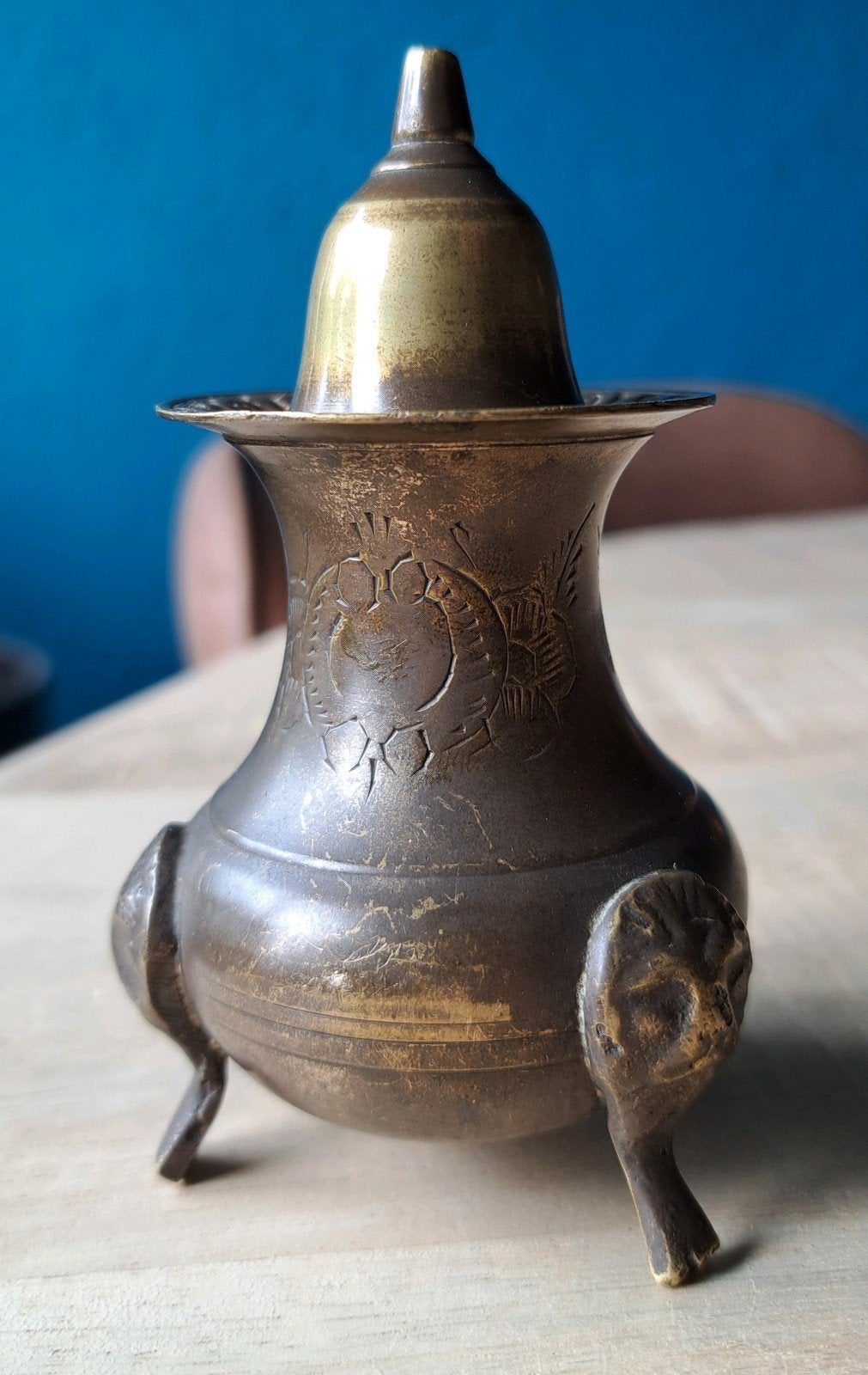 Antiek messing zoutvaatje, Ophalen of Verzenden