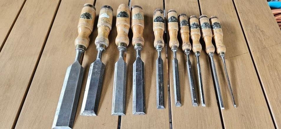 Mooie complete set Nooitgedagt beitels 38 t/m 3 mm, Ophalen of Verzenden