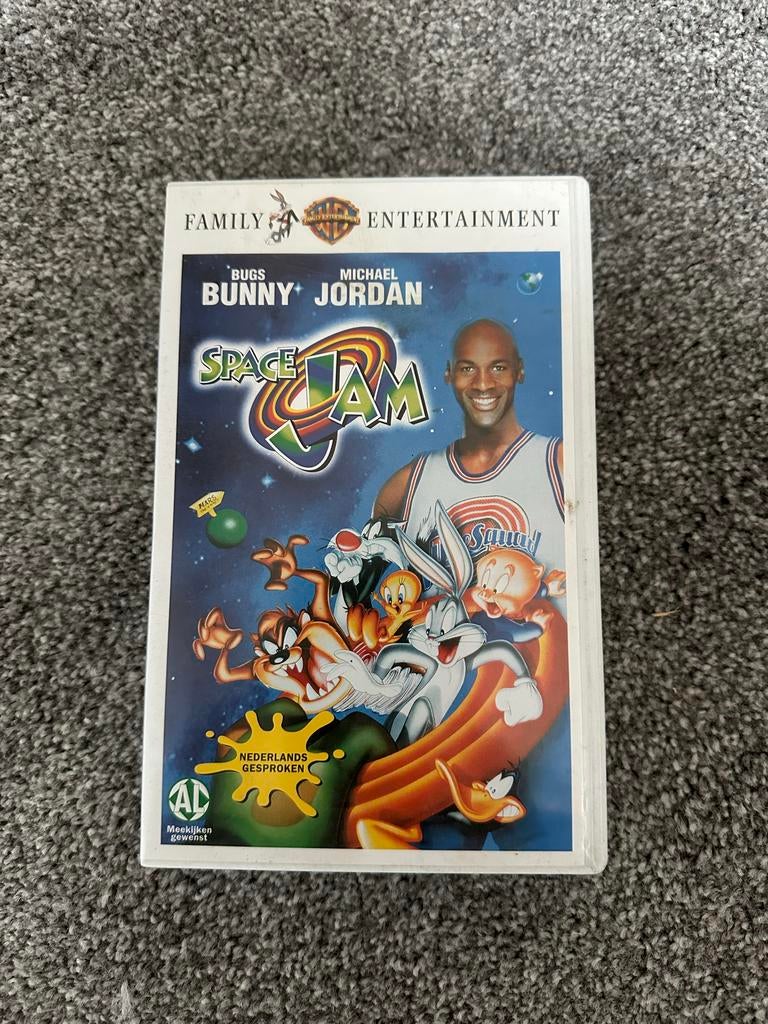 Space Jam VHS - Nederlands Gesproken - Michael Jordan, Gebruikt, Tekenfilm, Alle leeftijden, Kinderprogramma's en -films