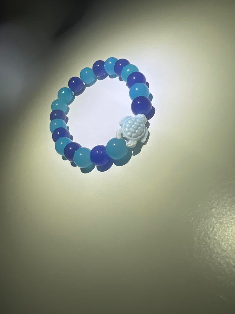 Armbadje schildpad donker en licht blauw, Sieraden, Tassen en Uiterlijk, Armbanden, Ophalen of Verzenden