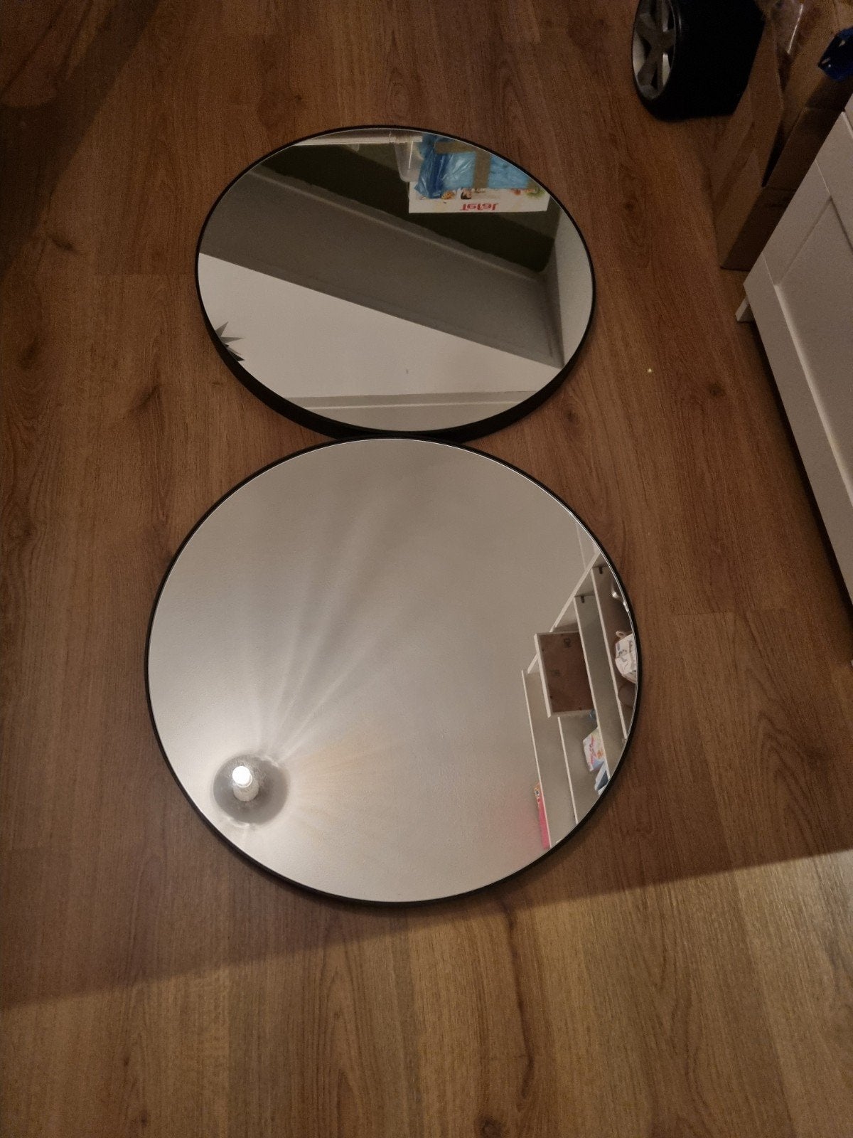2 nieuwe spiegels, Huis en Inrichting, Woonaccessoires | Spiegels, Rond, Nieuw, Ophalen of Verzenden, Minder dan 100 cm