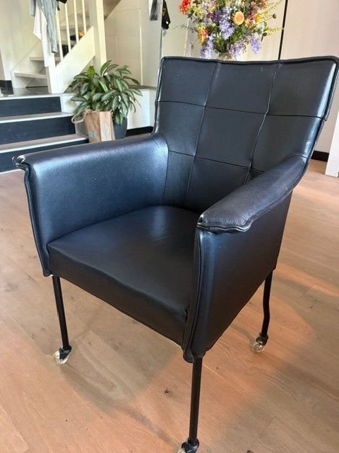 eetkamerstoelen, Ophalen, Zwart, Leer, Zo goed als nieuw