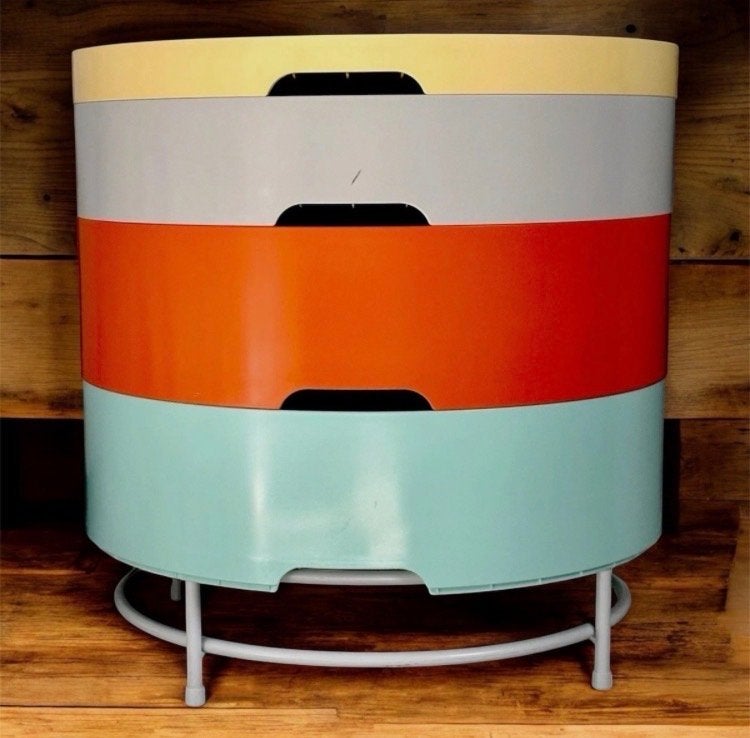 Vintage Ikea Retro Colorful Plastic Storage Side Table, Ophalen of Verzenden, Gebruikt