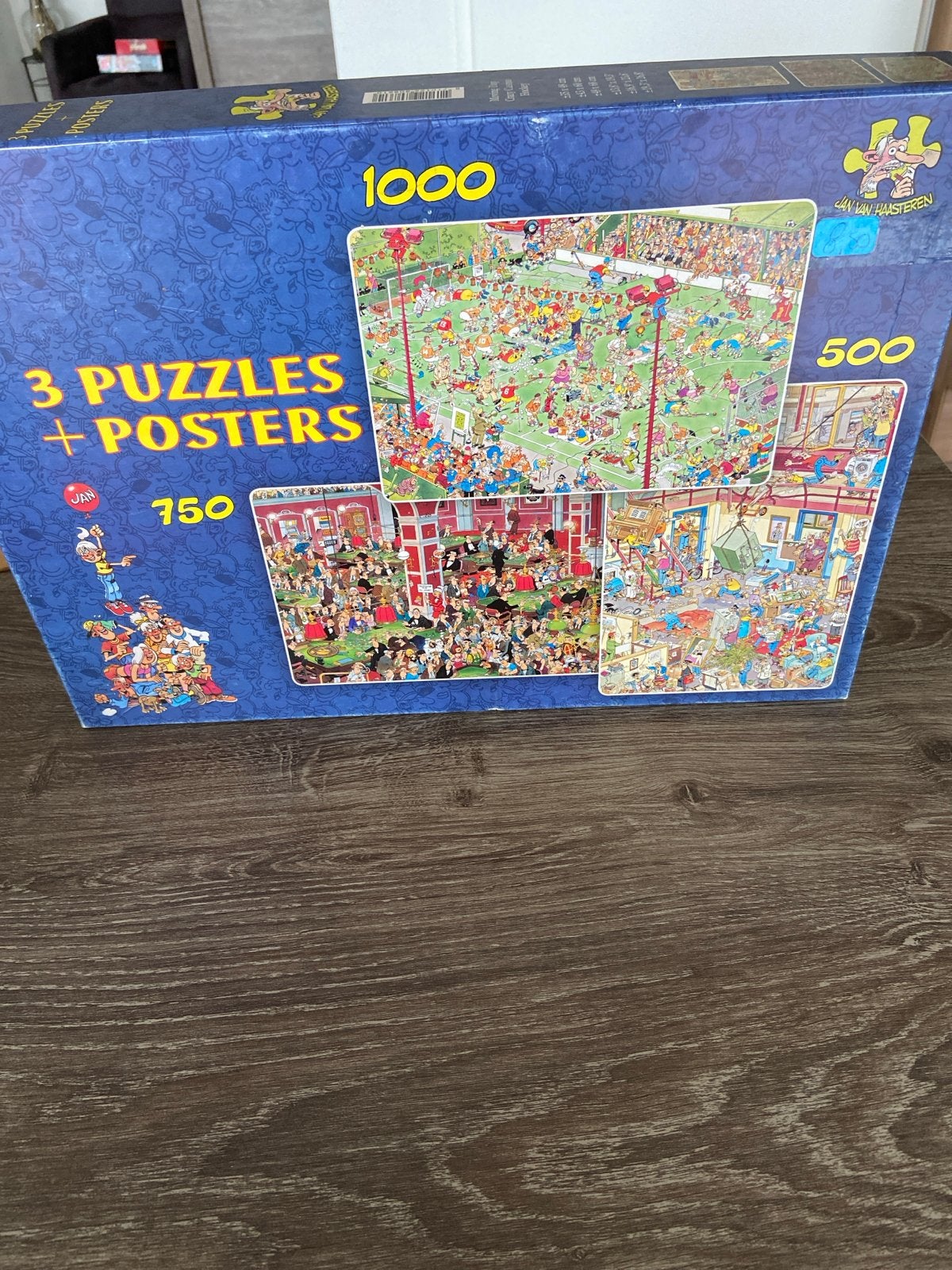 Jan van Haasteren 3 Puzzels + Posters (1000, 750, 500 stukje, Ophalen of Verzenden, 500 t/m 1500 stukjes, Zo goed als nieuw, Legpuzzel