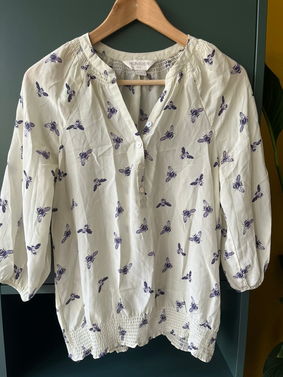 Monsoon - zijden blouse - maat 36, Ophalen of Verzenden, Zo goed als nieuw, Maat 36 (S), Wit