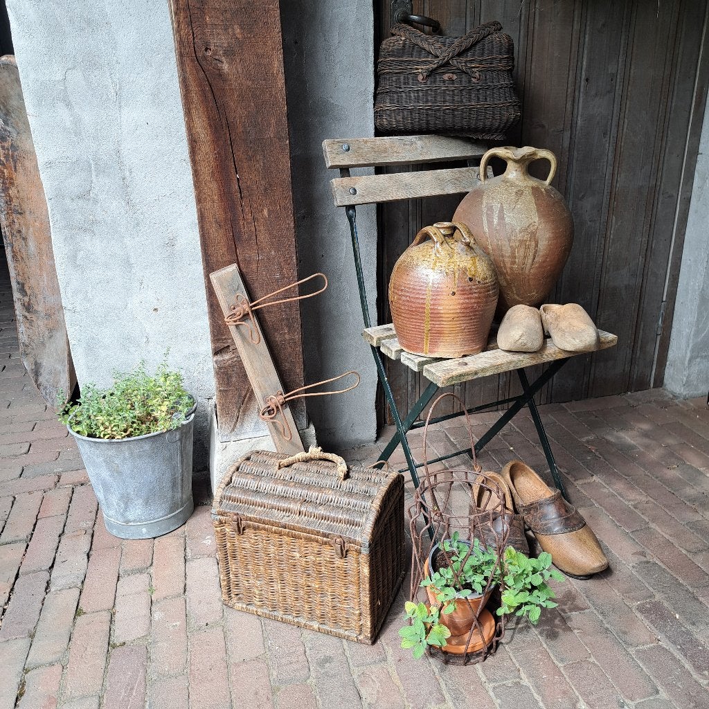 Brocante oude Franse kruik perronmandje bistrostoel *Etage3*, Gebruikt, ., Ophalen of Verzenden, .
