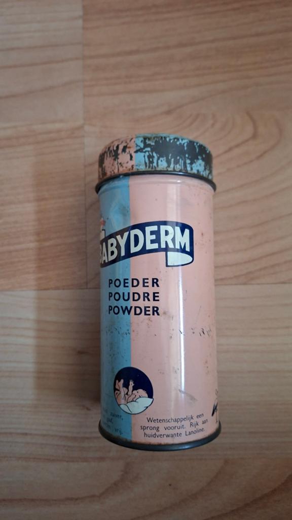 Vintage Babyderm Poeder Blik - Munhardt Pharm, Verzamelen, Ophalen of Verzenden, Gebruikt, Overige