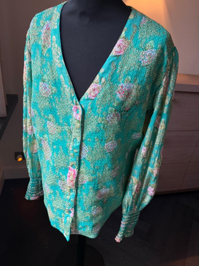 Est seven blouse met bloemenprint en gouden details, Kleding | Dames, Blouses en Tunieken, Ophalen of Verzenden, Zo goed als nieuw