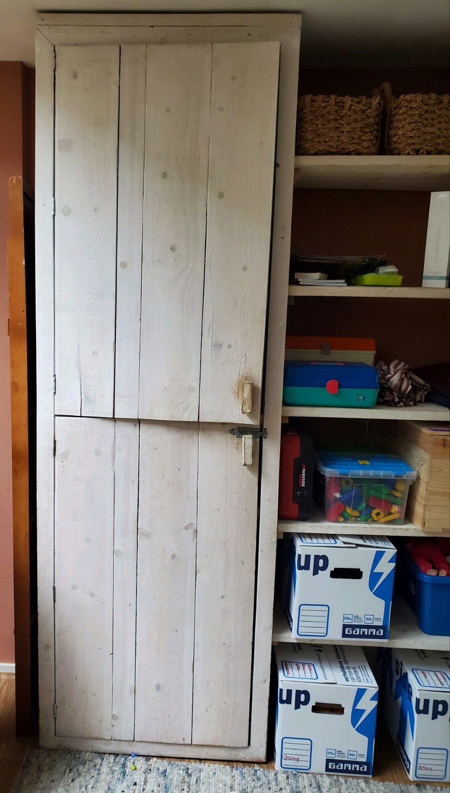 2 grote houten steiger kasten, Landelijk, functioneel, 200 cm of meer, Ophalen of Verzenden, 200 cm of meer