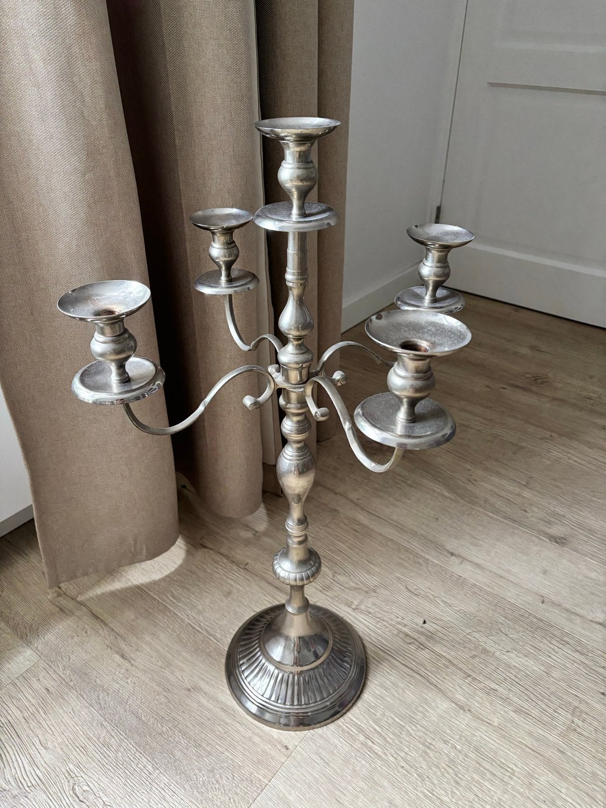 IKEA Kandelaar 80cm Hoog - Zilverkleurig, Huis en Inrichting, Woonaccessoires | Kandelaars en Kaarsen, 80 cm, Gebruikt, IKEA, Ophalen of Verzenden