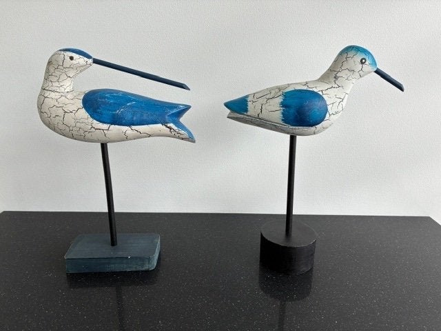 Houten vogels blauw/wit, Ophalen, Houtsnijwerk, Blauw, 20 - 50 cm