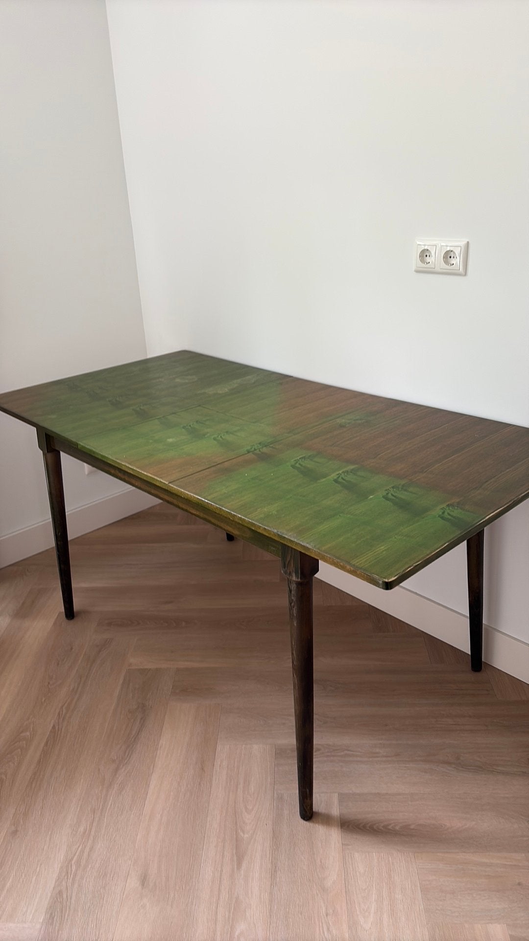 Vintage houten tafel 160 / 75 cm, Huis en Inrichting, Tafels | Eettafels, Ophalen, 50 tot 100 cm, Zo goed als nieuw, 150 tot 200 cm