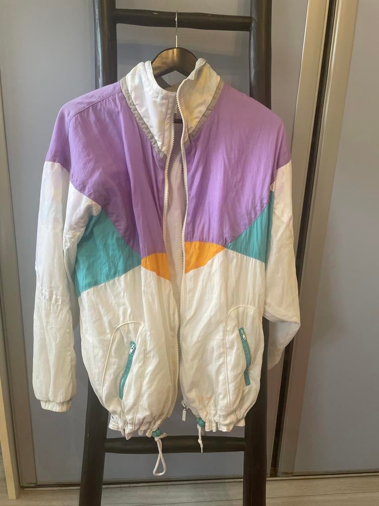 Vintage Adidas Windjack - Kleurrijk Retro Design, Kleding | Dames, Jassen | Zomer, Zo goed als nieuw, Maat 42/44 (L), Overige kleuren