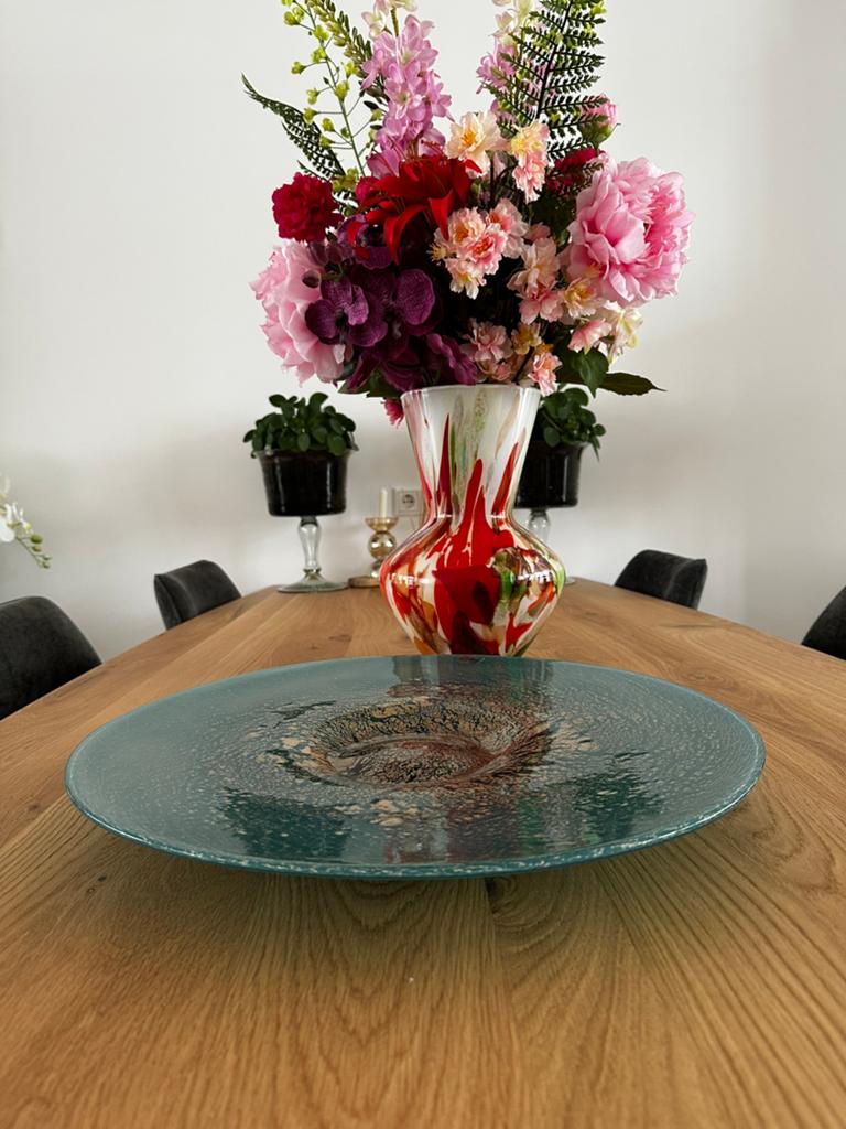 Prachtige glazen Fidrio (fruit) schaal, 48 cm. Nieuw, Huis en Inrichting, Ophalen of Verzenden, Nieuw, Rond, Glas