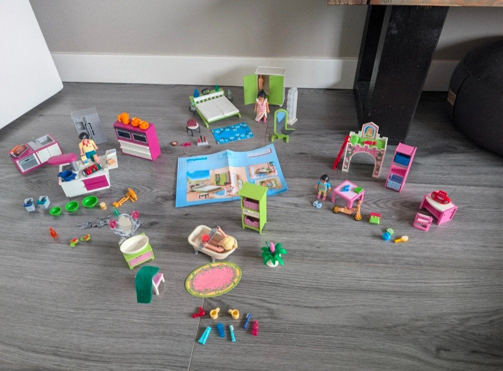 Playmobil huis inrichting badkamer slaapkamers keuken, Ophalen of Verzenden