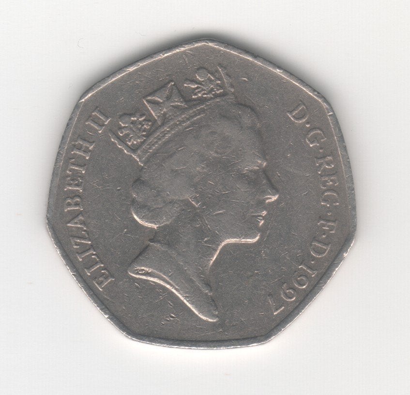 50 pence Verenigd Koninkrijk 1997 klein type (M279), Ophalen of Verzenden, Overige landen, Losse munt