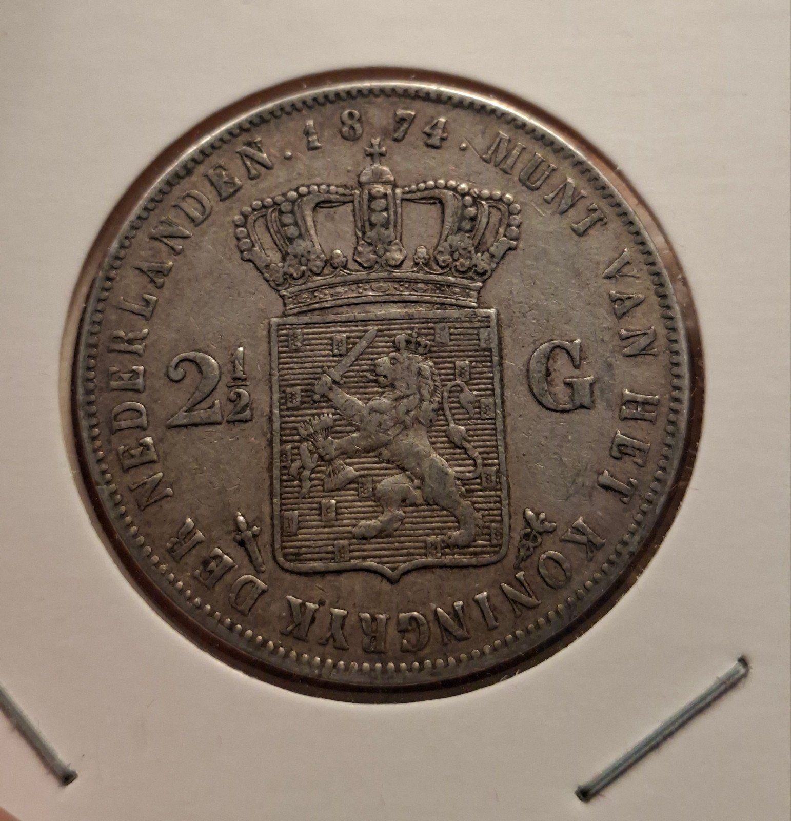 rijksdaalder 1874 willem 3, Postzegels en Munten, Munten | Nederland, Ophalen of Verzenden, Koning Willem III, 2½ gulden