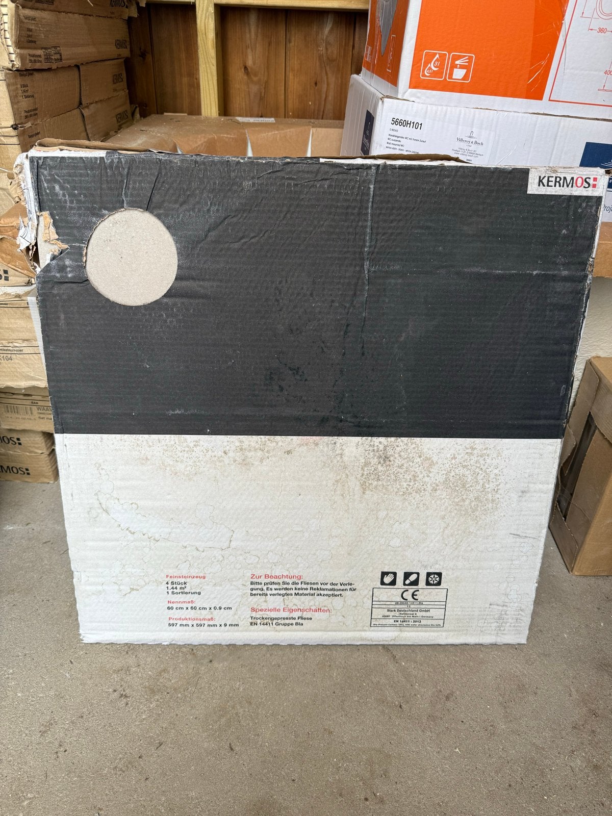 Kermos tegels 60x60x0,9 cm - Flakestone Greige (8,5m²), Ophalen, 60 cm of meer, Keramiek, Nieuw