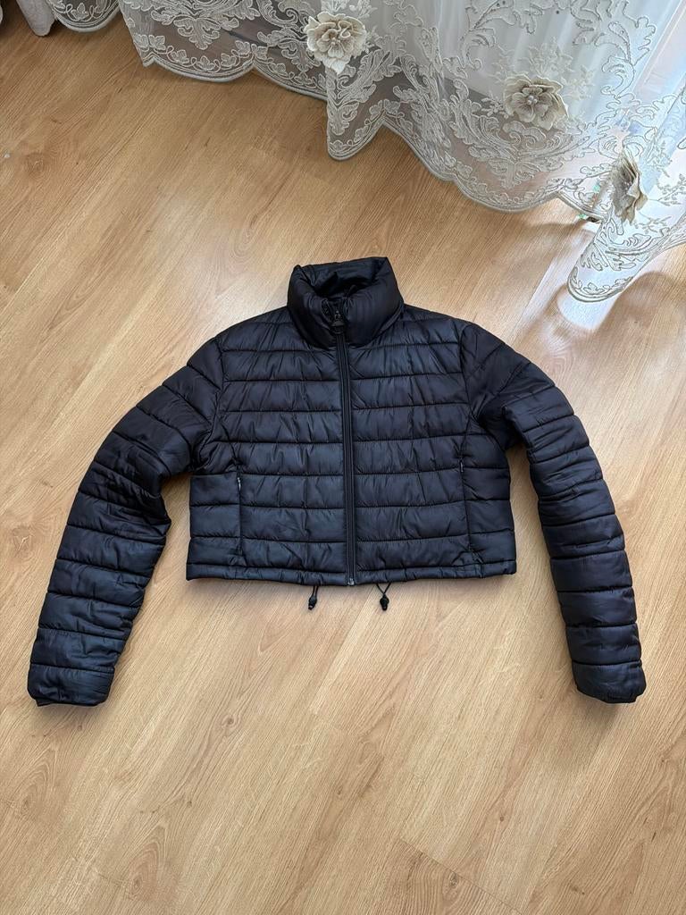 Terranova Zwart Cropped Pufferjack Maat L, Kleding | Dames, Ophalen of Verzenden, Zo goed als nieuw, Maat 42/44 (L), Zwart