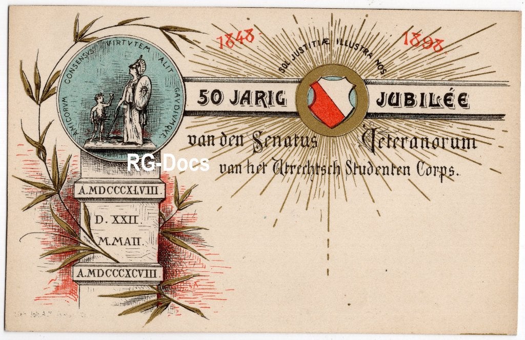 Ansichtkaart Briefkaart Jubileum Utrechtsch Studenten Corps, Ophalen of Verzenden, Voor 1920, Ongelopen, Utrecht
