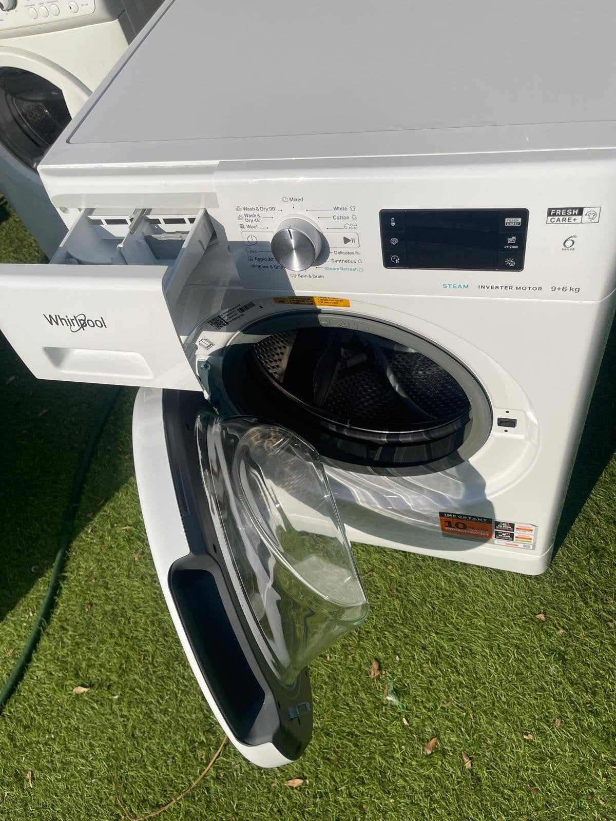 In uitstekende staat verkerende Whirlpool FreshCare+ was-dro, 6 tot 8 kg, Ophalen, Zo goed als nieuw, 85 tot 90 cm