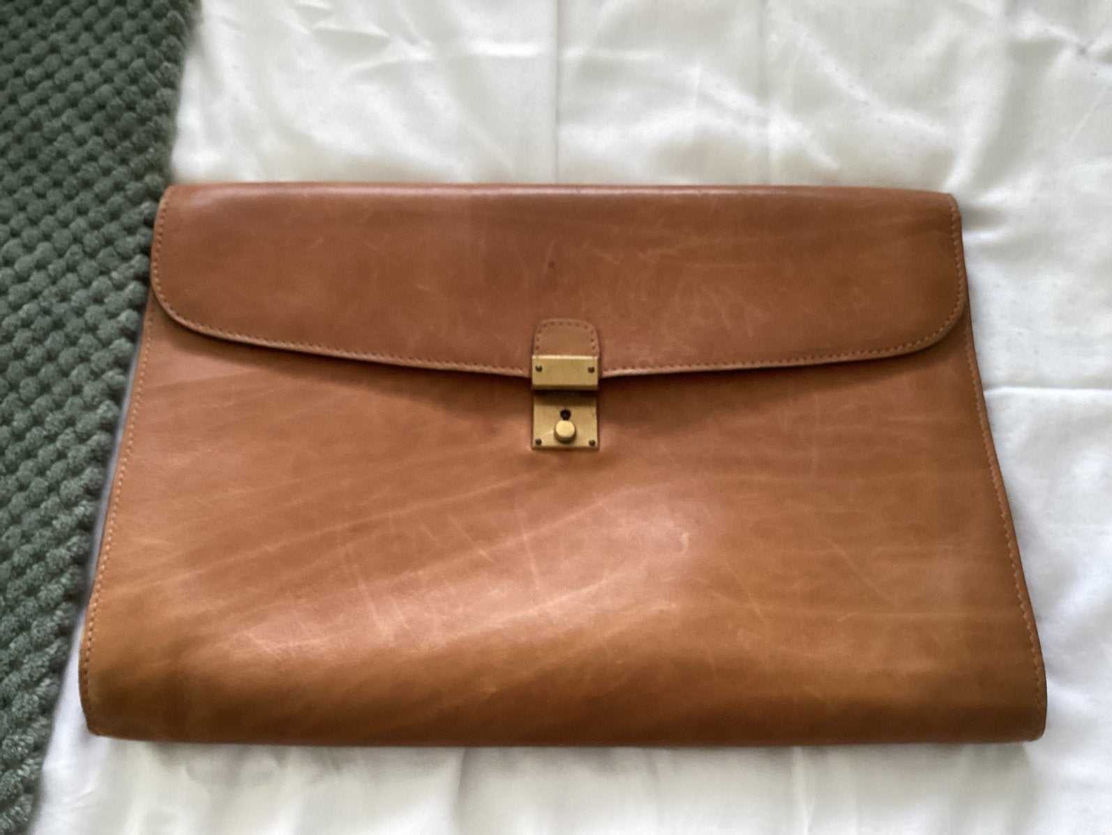 Lancel Paris Leren / Documentenmap afmeting 38x27 cm., Ophalen of Verzenden, Gebruikt, Bruin, Handtas