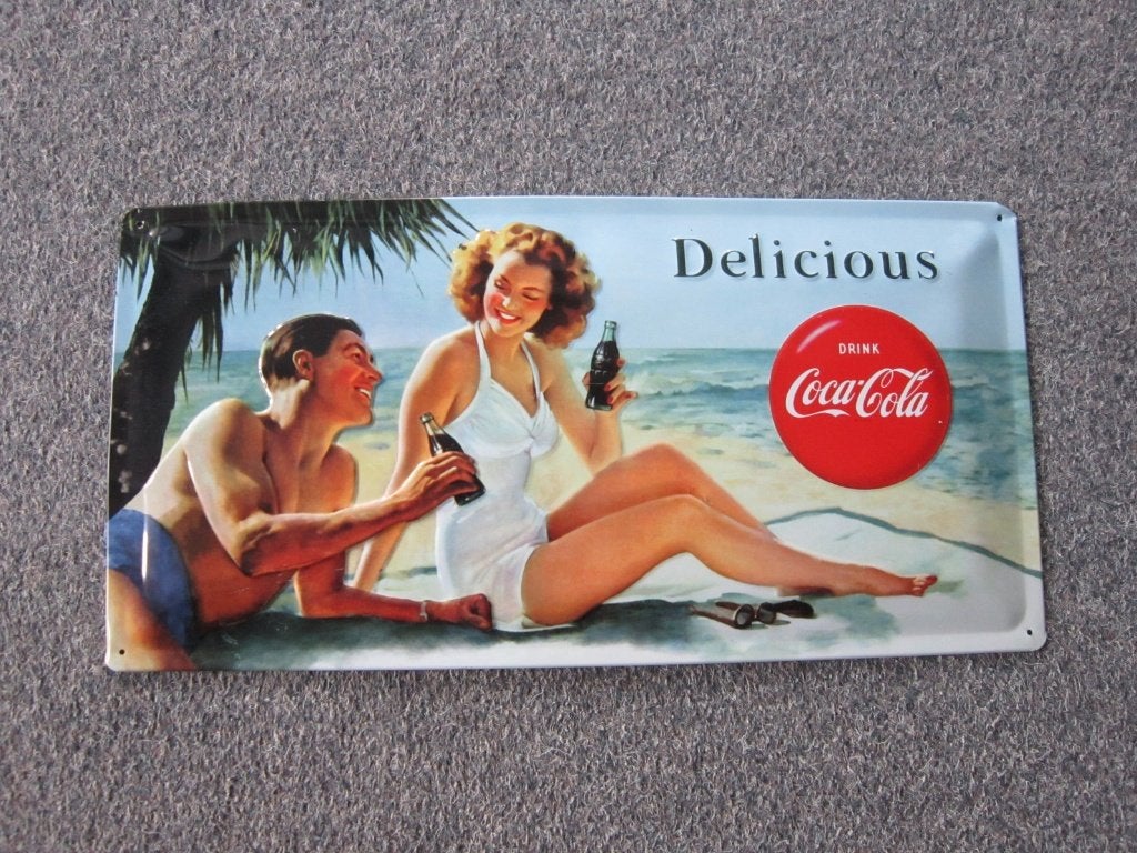COCA COLA BLIKKEN RECLAMEBORD, Ophalen, Zo goed als nieuw, Reclamebord