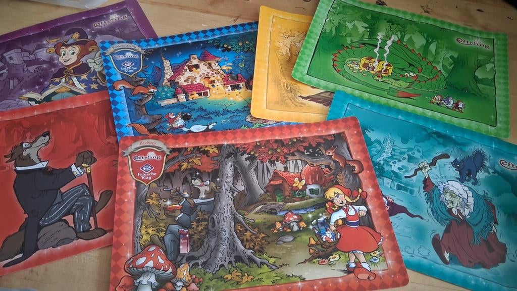 Efteling placemats complete serie - Sprookjesbos, Verzamelen, Disney, Gebruikt, Overige typen, Overige figuren, Ophalen of Verzenden