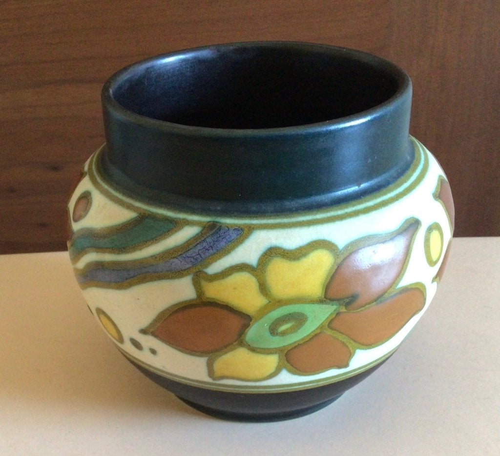 Gouda plateel, potje, vaasje, 10x11cm, Antiek en Kunst, Ophalen of Verzenden