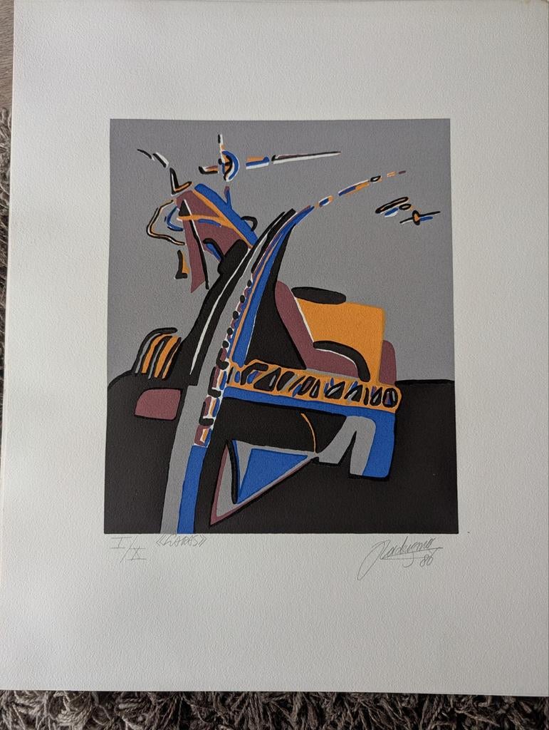 Gesigneerde zeefdruk "Chariot" door J. Jackson, 1980, Antiek en Kunst, Kunst | Litho's en Zeefdrukken, Ophalen