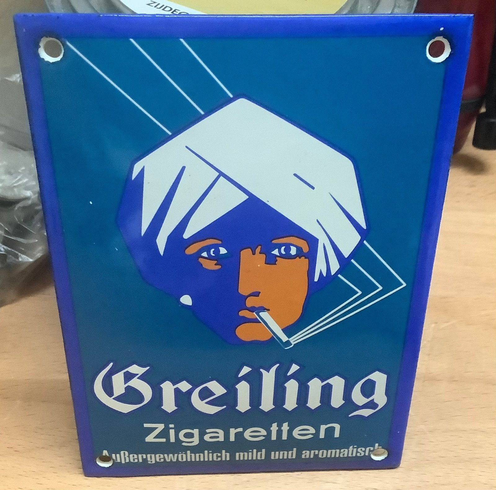 Emaille bordje Breiling sigaretten formaat deurpostje, Ophalen of Verzenden