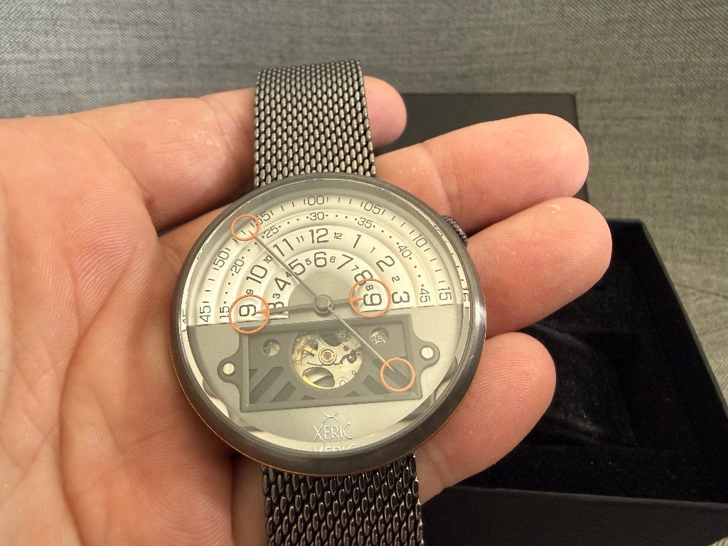 Xeric halograph automatic 2 polshorloge - gunmetal/orange, Overige merken, Staal, Staal, Polshorloge