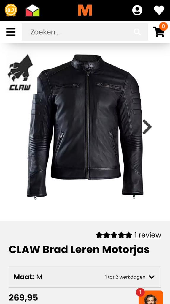 Claw Brad leren motorjas maat M, Ophalen, Nieuw zonder kaartje, Heren, Jas | leer
