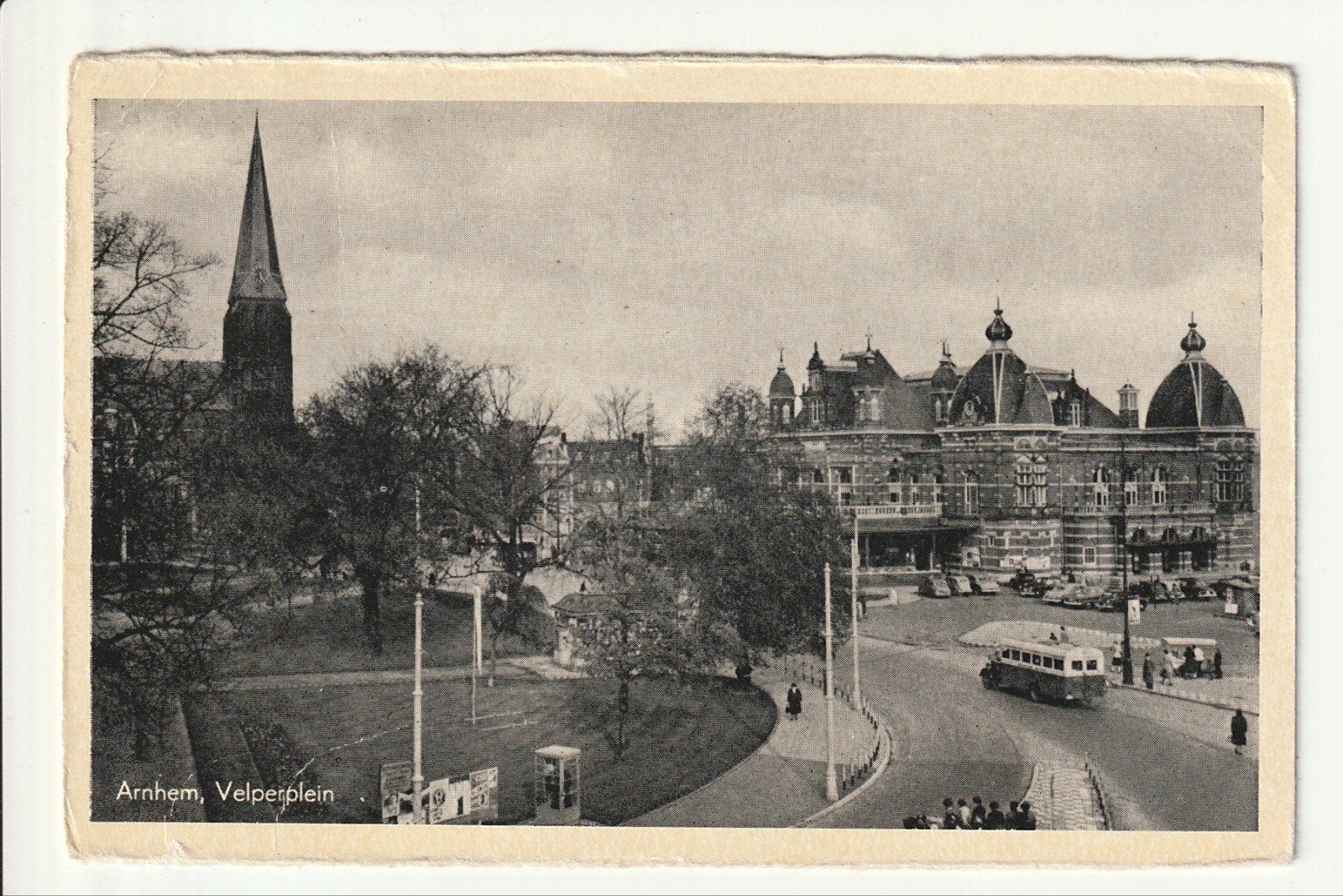 ARNHEM VELPERPLEIN MUSIS SACRUM TELEFOONCEL LEGER OPBOUW BUS, Ophalen of Verzenden, 1940 tot 1960, Gelopen, Gelderland