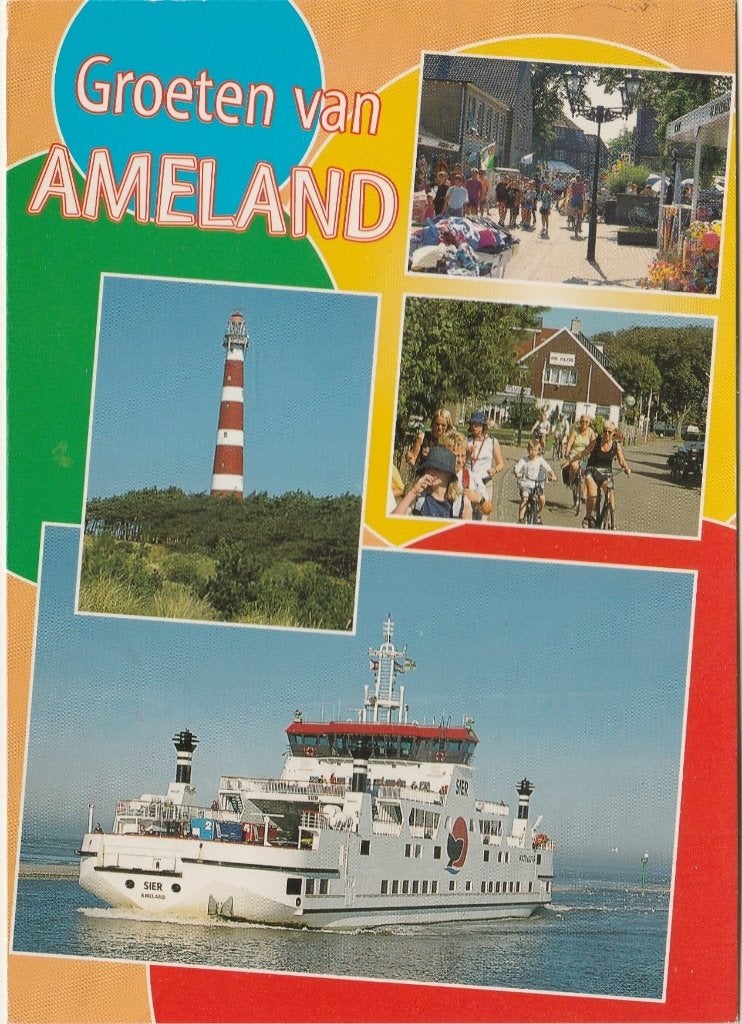 AMELAND  Vuurtoren Veerboot Groeten, Verzamelen, Verzenden, 1980 tot heden, Gelopen, Waddeneilanden