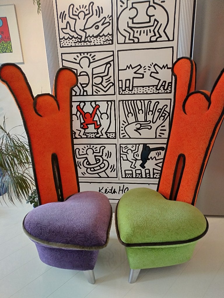 Bretz/Cultsofa Keith Haring designstoel oranje (per stuk), Huis en Inrichting, Stoelen, Zo goed als nieuw, Twee, Metaal, Stof