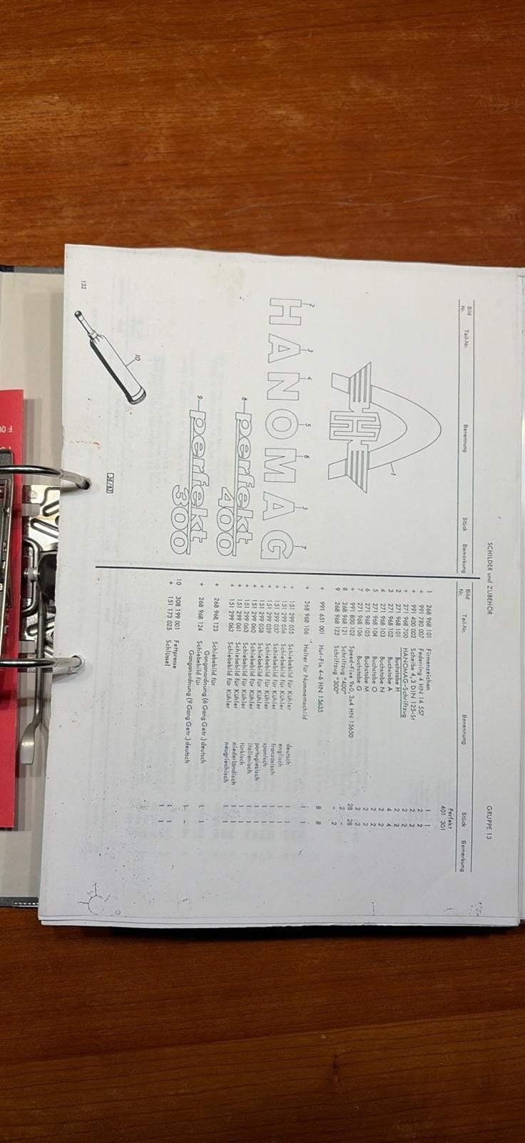 Hanomag Perfect 300/400 Onderdelenlijst, Ophalen of Verzenden