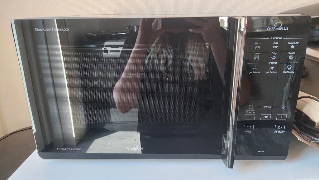 Combimagnetron Whirlpool, Witgoed en Apparatuur, Magnetrons, Nieuw, Vrijstaand, Combimagnetron, 45 tot 60 cm, Crisp, Grill, Hete lucht