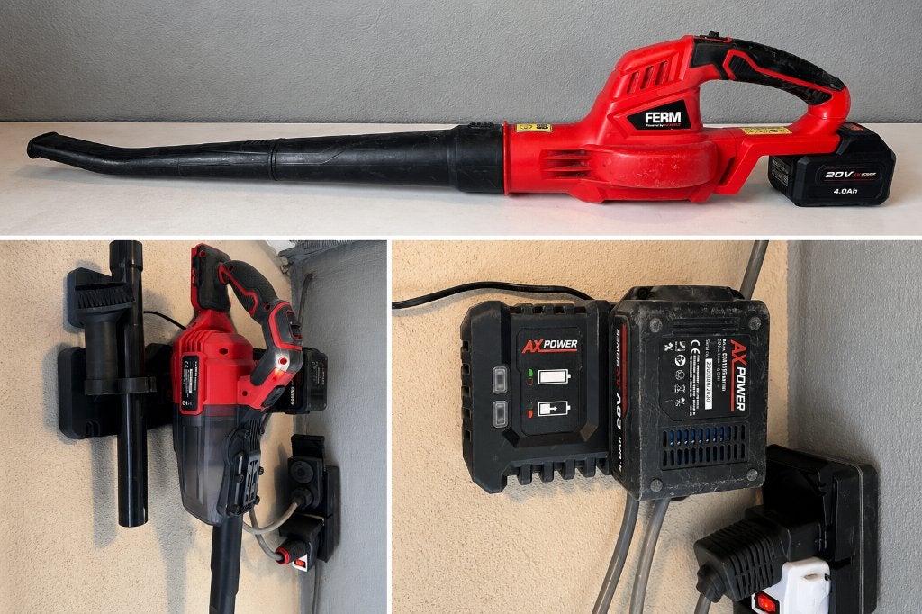FERM AX-Power 20V Accuset: Bladblazer en Steelstofzuiger, Gebruikt, Ophalen of Verzenden, Ferm, Accu