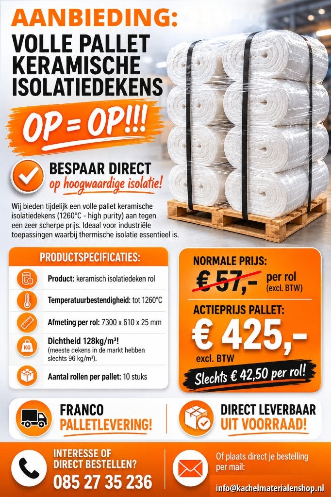 PALLET KERAMISCHE ISOLATIE DEKEN 10 ROLLEN, Minder dan 4 cm, Overige materialen, Nieuw, Ophalen of Verzenden