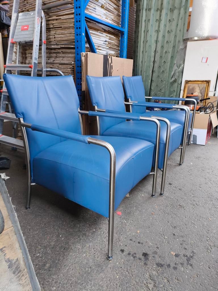 Bert Plantagie Class Design fauteuils blauw 3 X, Huis en Inrichting, Fauteuils, Ophalen of Verzenden, 75 tot 100 cm, 50 tot 75 cm