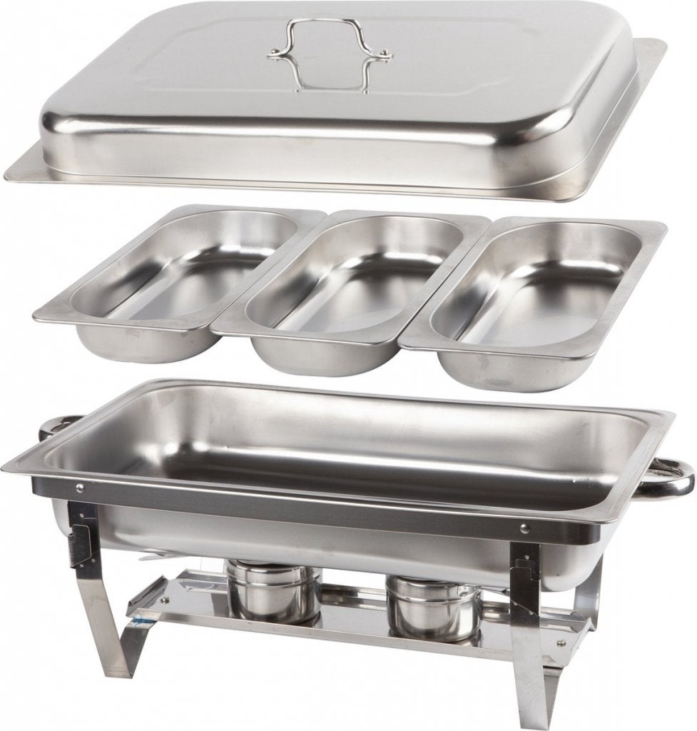 Alora chafing dish chrome 3 bakken warmhoudbak au bain marie, Niet ingevuld, Niet ingevuld, Niet ingevuld