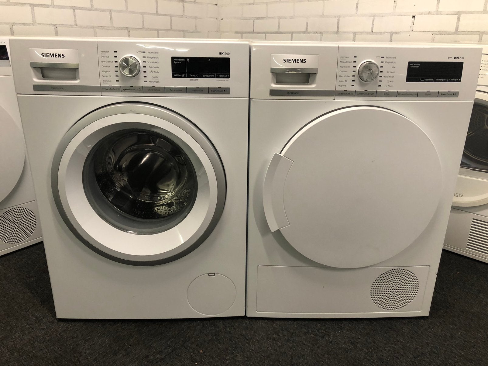 SET A+++ 8kg Wasmachine + Warmtepomp droger Siemens iQ700, Ophalen, Minder dan 85 cm, 8 tot 10 kg, Kort programma