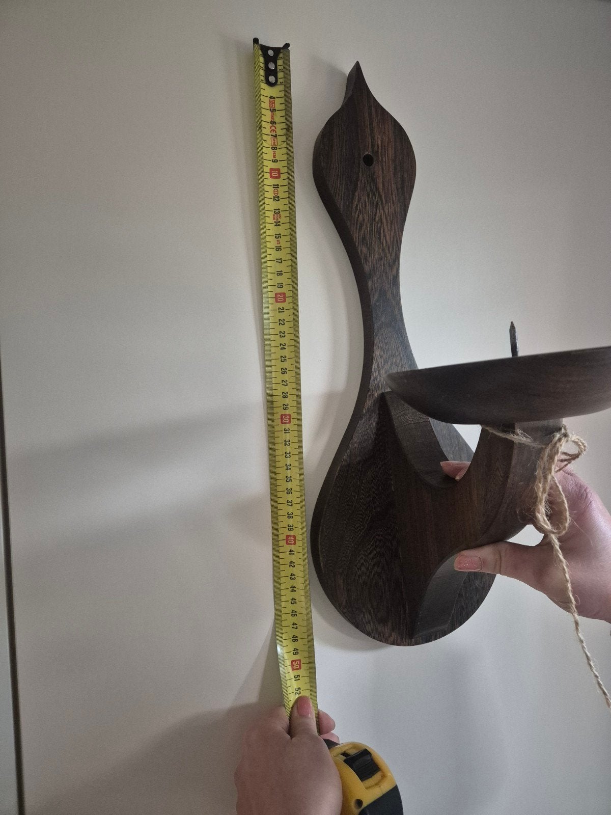 Unieke houten kaarsenhouder in de vorm van een vogel, Gebruikt, Bruin, Overige merken, Ophalen of Verzenden