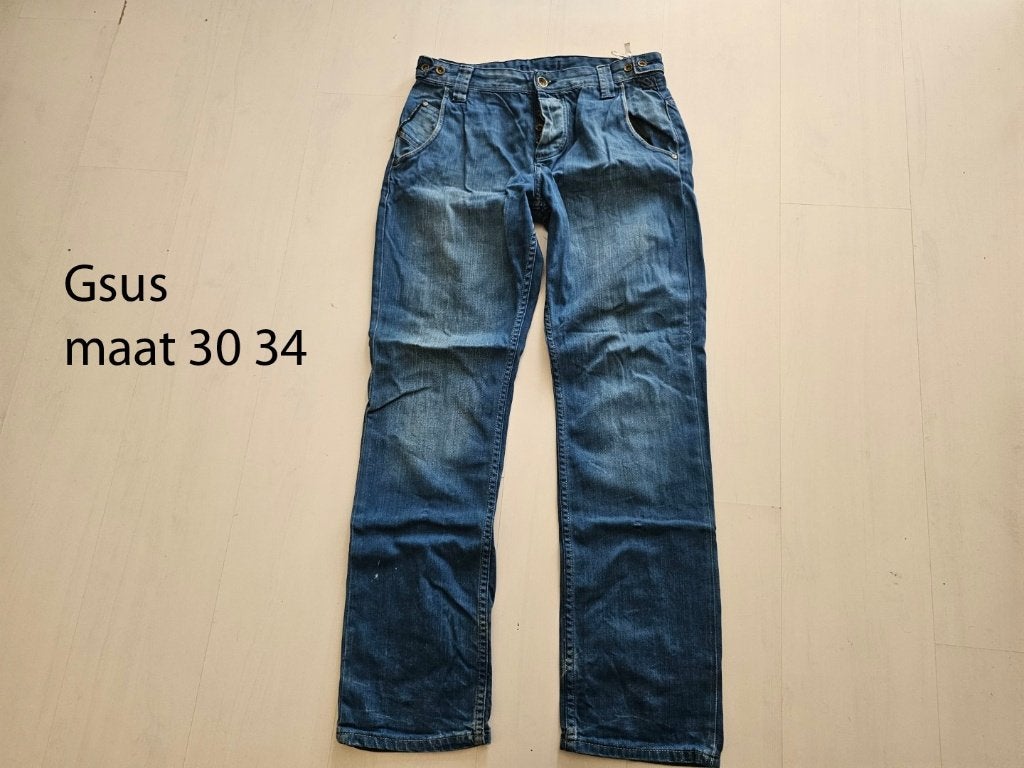 Spijkerbroek Gsus maat 30 34, Ophalen of Verzenden, Gedragen, Blauw, Overige jeansmaten
