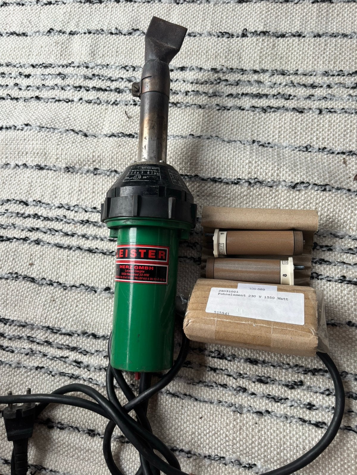 Leister heteluchtfohn Prof. +2 nieuwe elem.- 200- 600gr cel, Ophalen of Verzenden, Gebruikt, Kolomboormachine