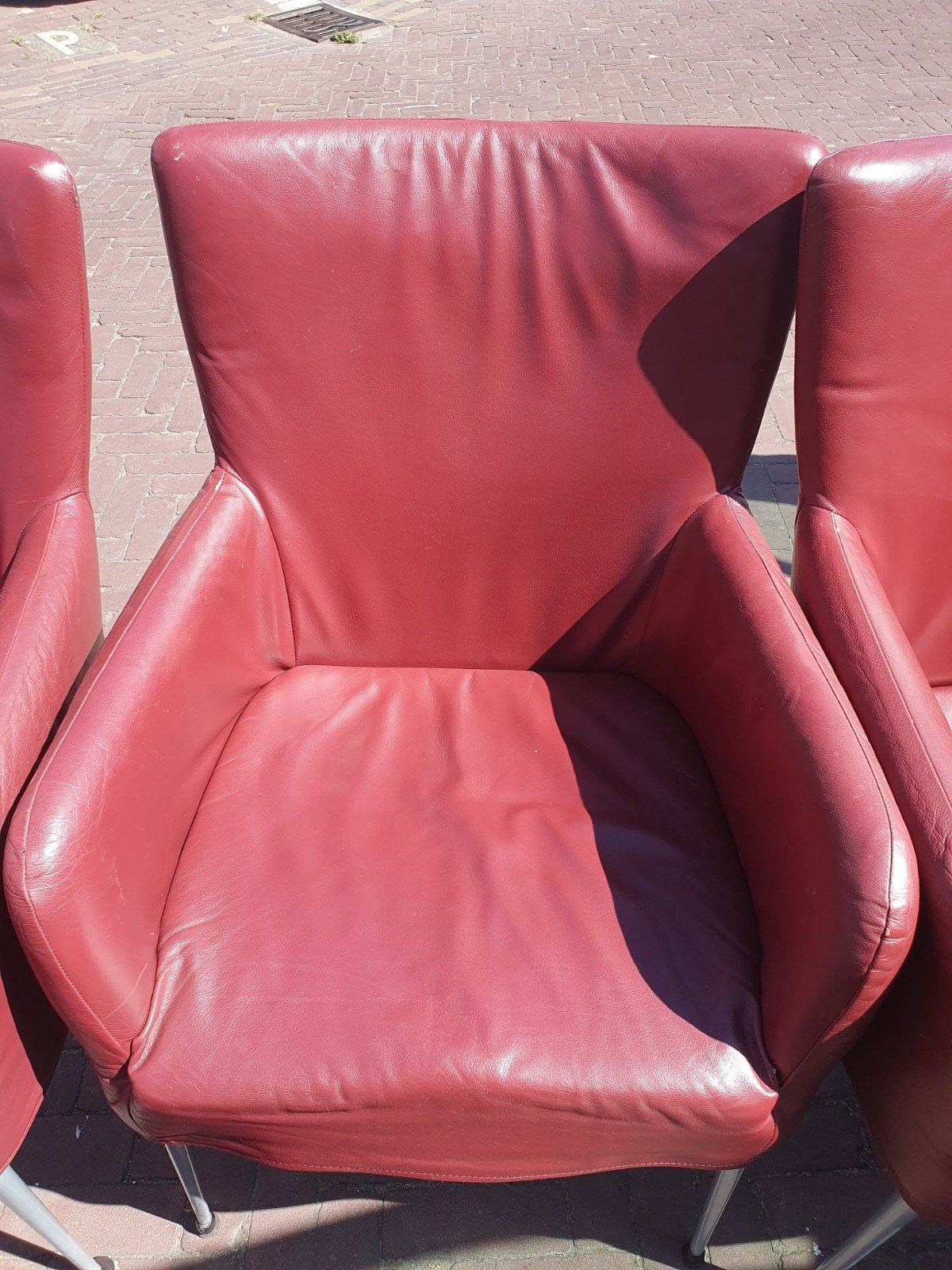 leren stoelen fauteil bordeaux, Ophalen, Gebruikt, Minder dan 75 cm, Leer